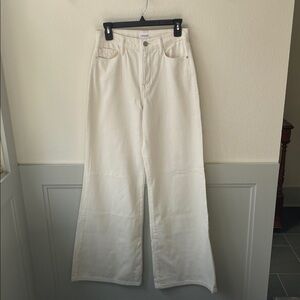 Frame Denim Cream Wide-Leg Jeans